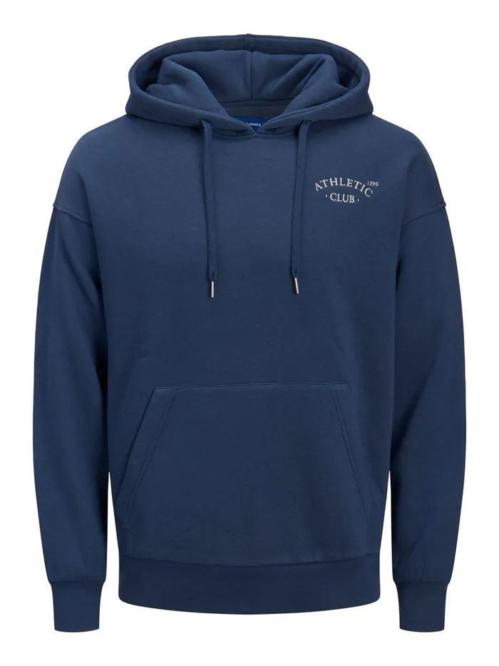 Sweatshirts JACK and JONES Mens CHEST PRINT HOODIE Blue Spellbound For Sale