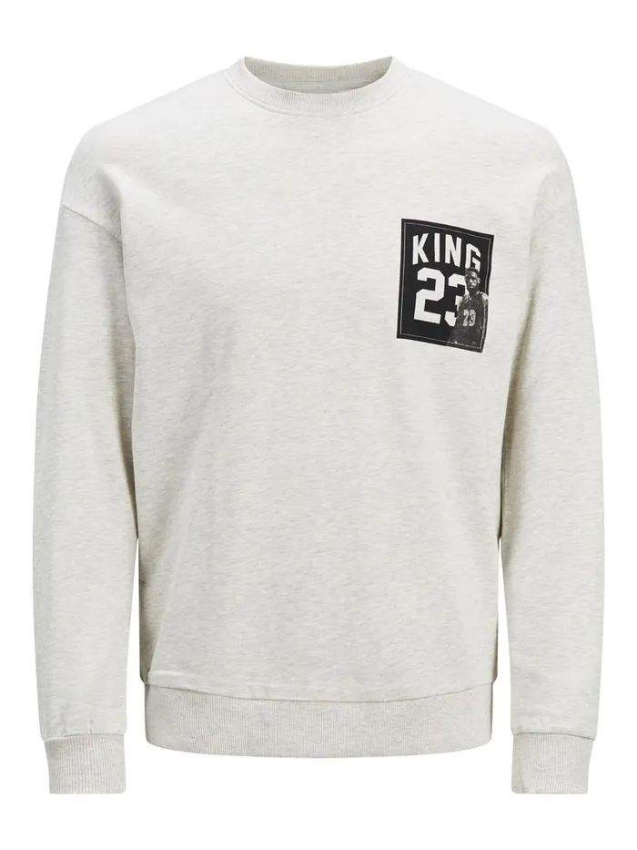 Sweatshirts JACK and JONES Mens CREW NECK SWEATSHIRT Grey White Melange Popular