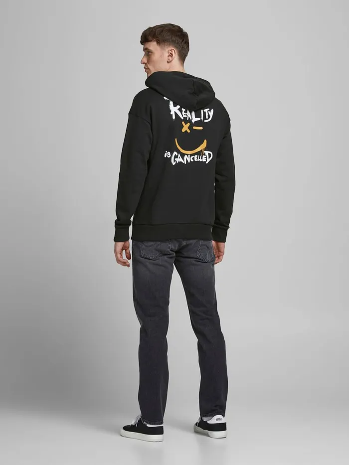 Sweatshirts JACK and JONES Mens GOOD TIMES8217 HOODIE Black Black Cheap On Sale