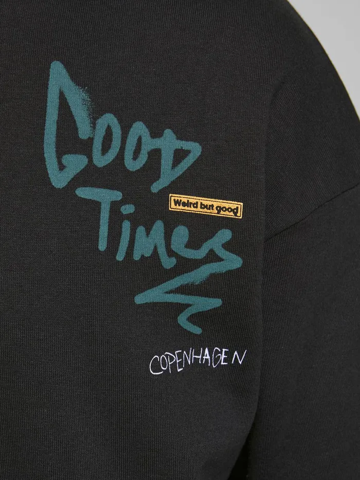 Sweatshirts JACK and JONES Mens GOOD TIMES8217 HOODIE Black Black Cheap On Sale