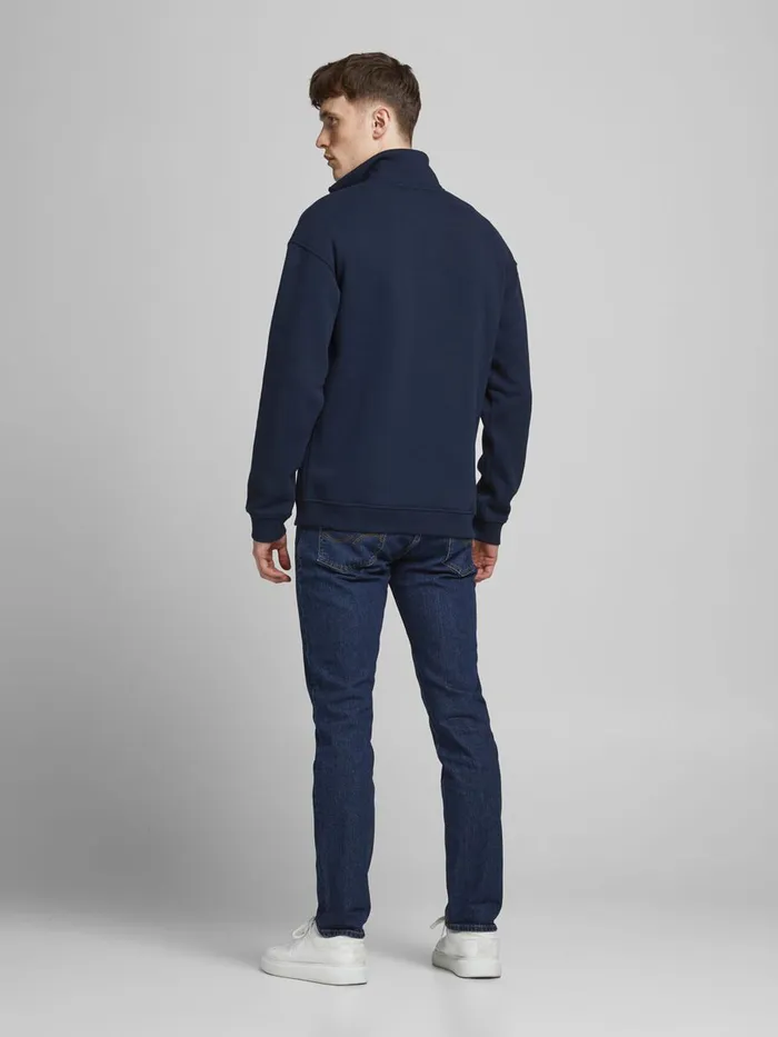 Sweatshirts JACK and JONES Mens HALF ZIP SWEATSHIRT Blue Navy Blazer Online