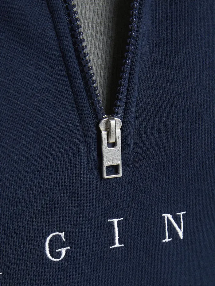 Sweatshirts JACK and JONES Mens HALF ZIP SWEATSHIRT Blue Navy Blazer Online