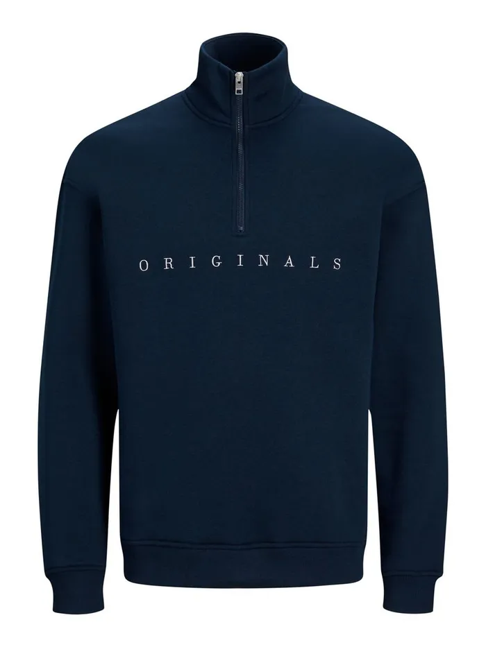 Sweatshirts JACK and JONES Mens HALF ZIP SWEATSHIRT Blue Navy Blazer Online