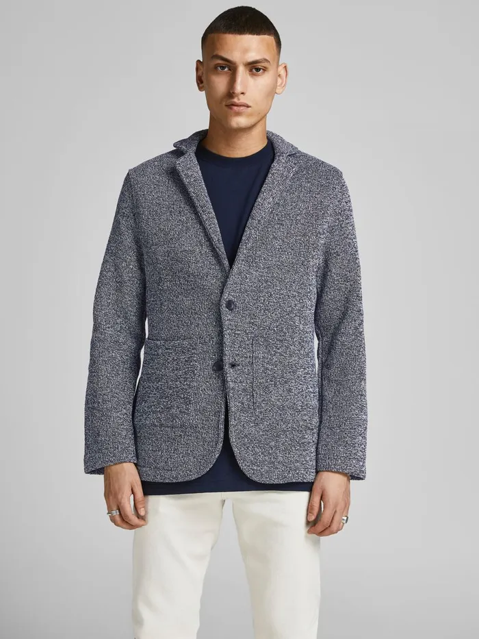 Sweatshirts JACK and JONES Mens INTERLOCK SWEAT BLAZER Grey New Navy Gift Ideas