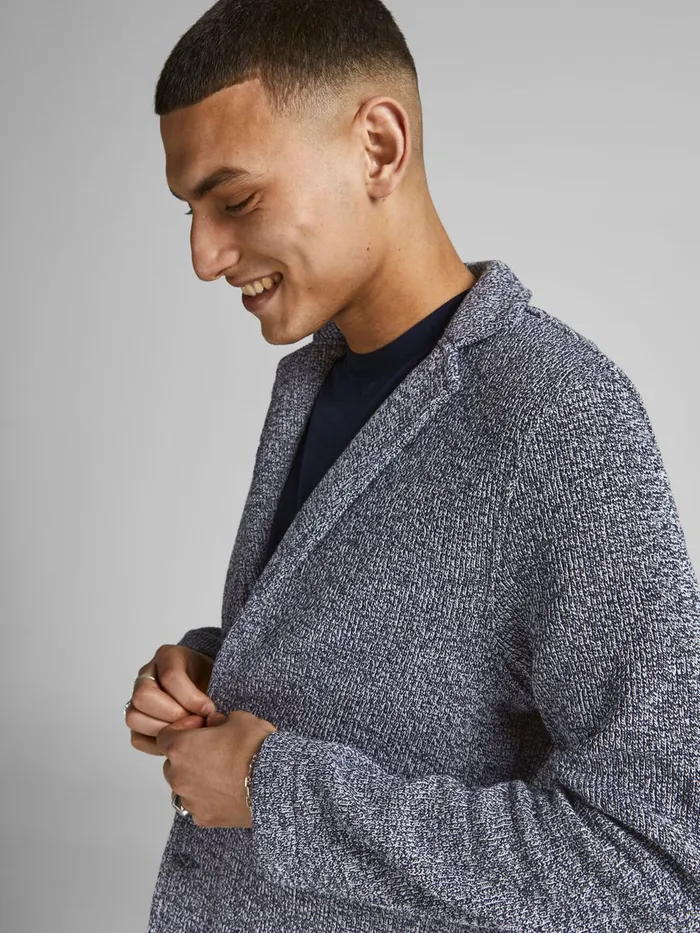 Sweatshirts JACK and JONES Mens INTERLOCK SWEAT BLAZER Grey New Navy Gift Ideas