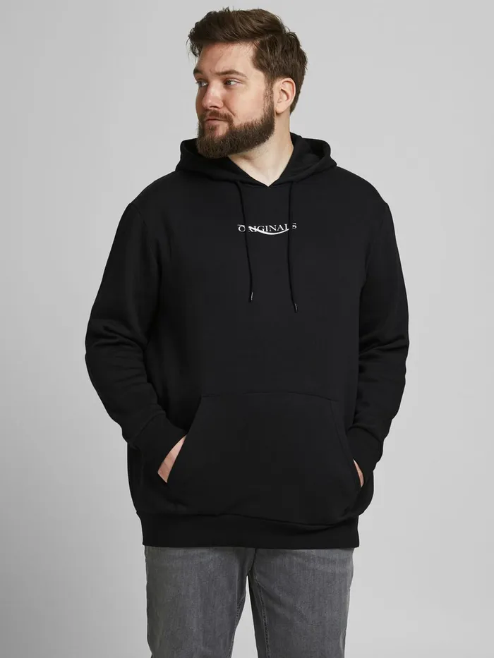 Sweatshirts JACK and JONES Mens KANGAROO POCKET PLUS SIZE HOODIE Black Black Online Sweatshirts JACK and JONES Mens KANGAROO POCKET PLUS SIZE HOODIE Black Black Online