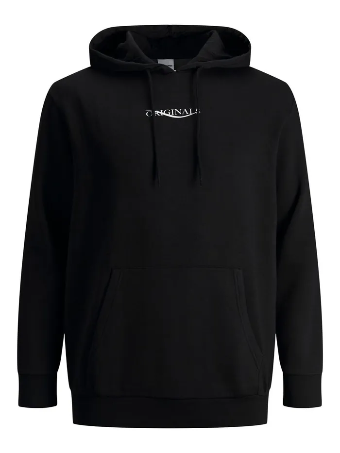 Sweatshirts JACK and JONES Mens KANGAROO POCKET PLUS SIZE HOODIE Black Black Online