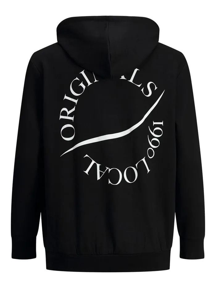 Sweatshirts JACK and JONES Mens KANGAROO POCKET PLUS SIZE HOODIE Black Black Online