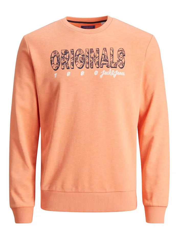 Sweatshirts JACK and JONES Mens LOGO PRINT SWEATSHIRT Pastel Shell Coral Online