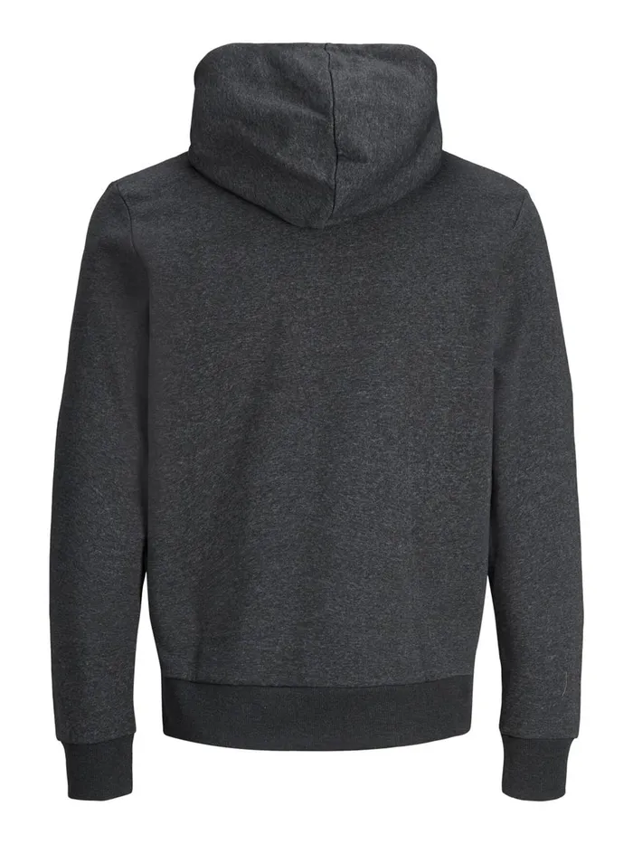 Sweatshirts JACK and JONES Mens LOOPBACK LOGO HOODIE Grey Dark Grey Melange Near Me