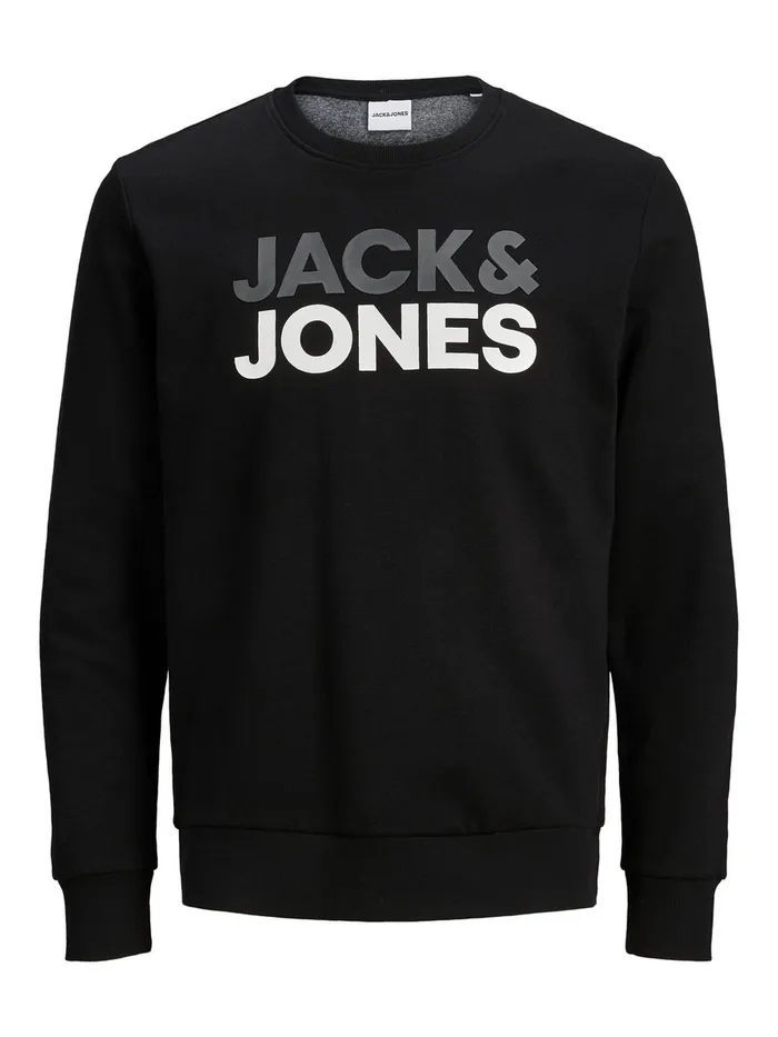 Sweatshirts JACK and JONES Mens LOOPBACK SWEATSHIRT Black Black Cheap On Sale