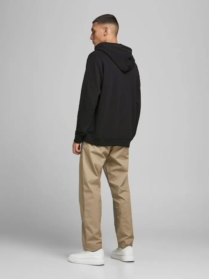 Sweatshirts JACK and JONES Mens LOOPBACK UNBRUSHED LOGO HOODIE Black Black Gift Ideas
