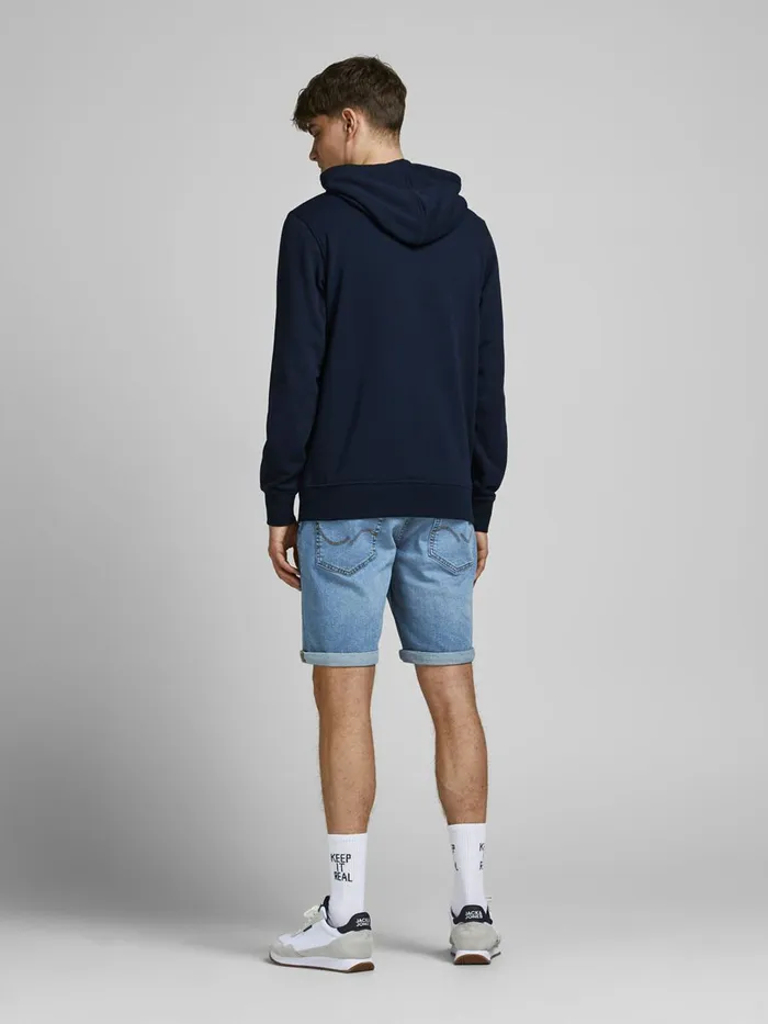 Sweatshirts JACK and JONES Mens OUTLINED LOGO PRINT HOODIE Blue Navy Blazer Cheap On Sale