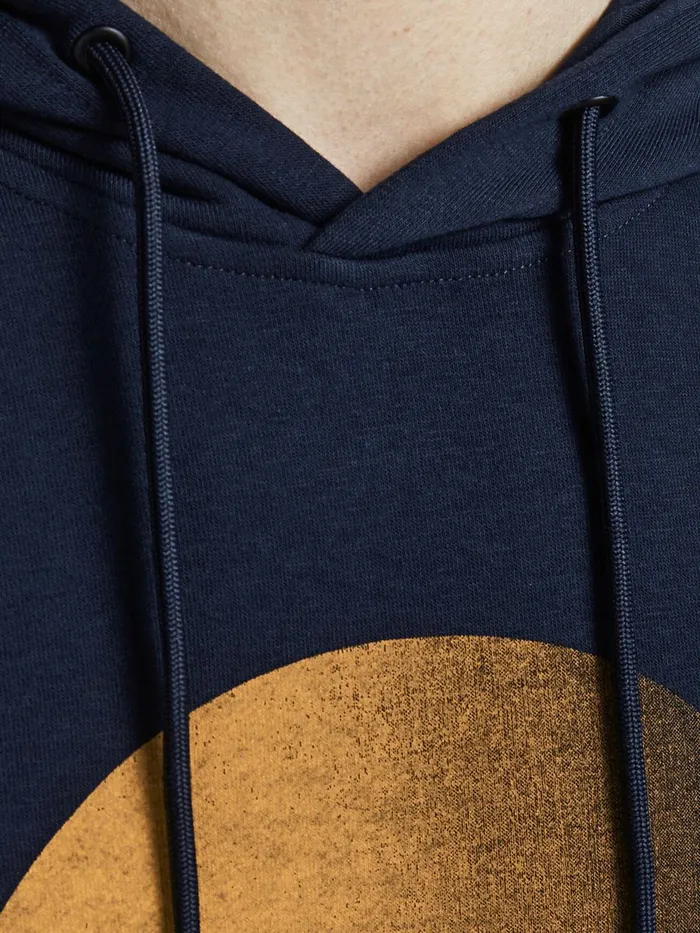 Sweatshirts JACK and JONES Mens OUTLINED LOGO PRINT HOODIE Blue Navy Blazer Cheap On Sale