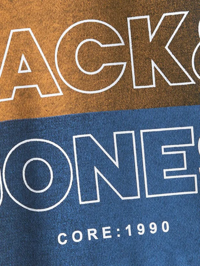 Sweatshirts JACK and JONES Mens OUTLINED LOGO PRINT HOODIE Blue Navy Blazer Cheap On Sale