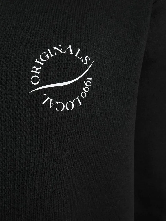 Sweatshirts JACK and JONES Mens PRINTED CREW NECK SWEATSHIRT Black Black Popular