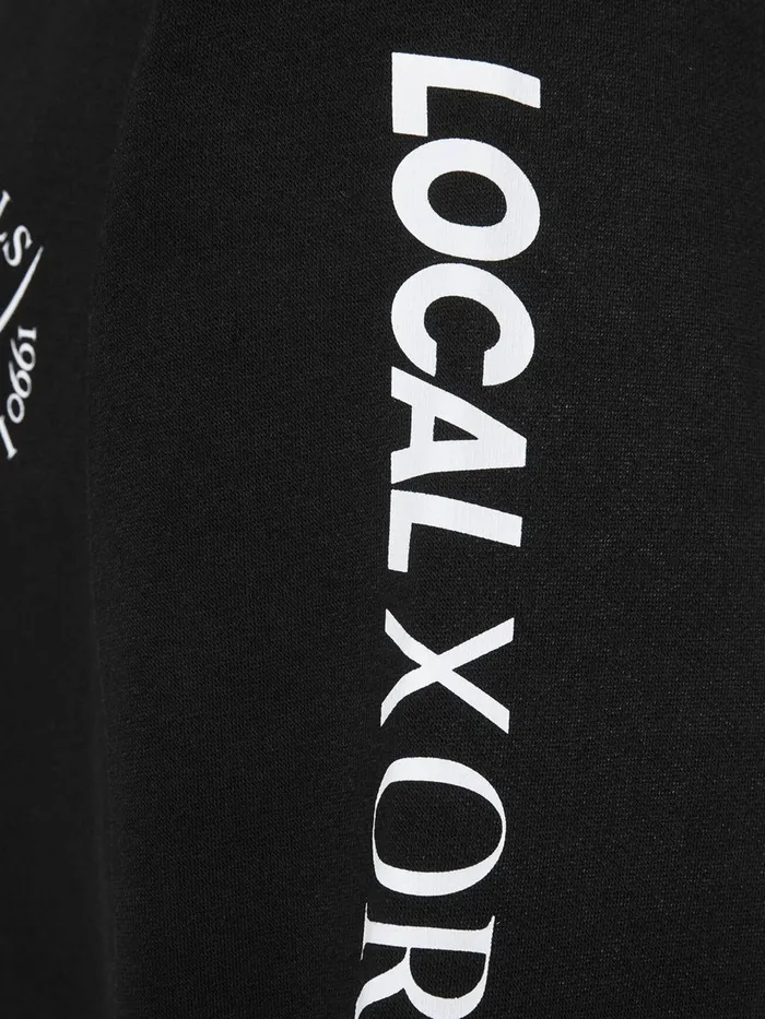 Sweatshirts JACK and JONES Mens PRINTED CREW NECK SWEATSHIRT Black Black Popular