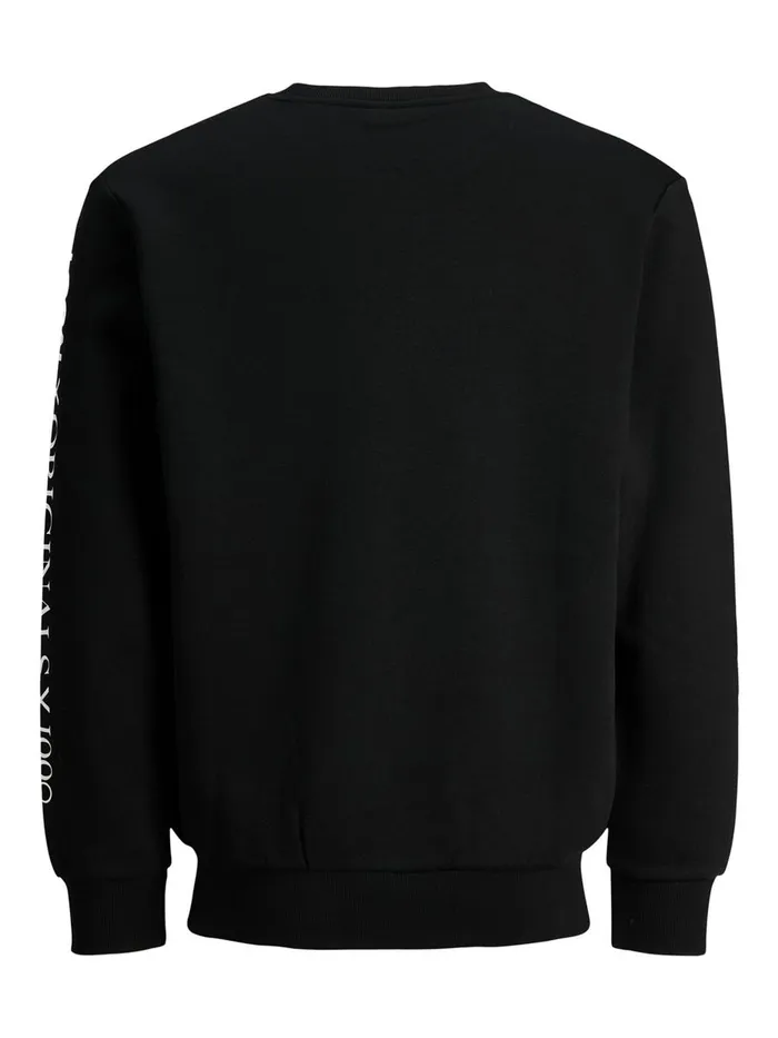 Sweatshirts JACK and JONES Mens PRINTED CREW NECK SWEATSHIRT Black Black Popular