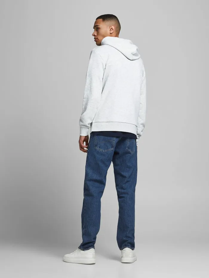 Sweatshirts JACK and JONES Mens SQUARED LOGO PRINT HOODIE White White Melange Gift Ideas