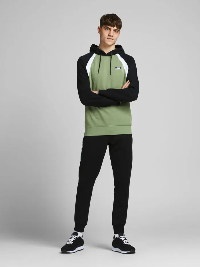 Sweatshirts JACK and JONES Mens SWEAT HOODIE Green Oil Green Gift for Friend
