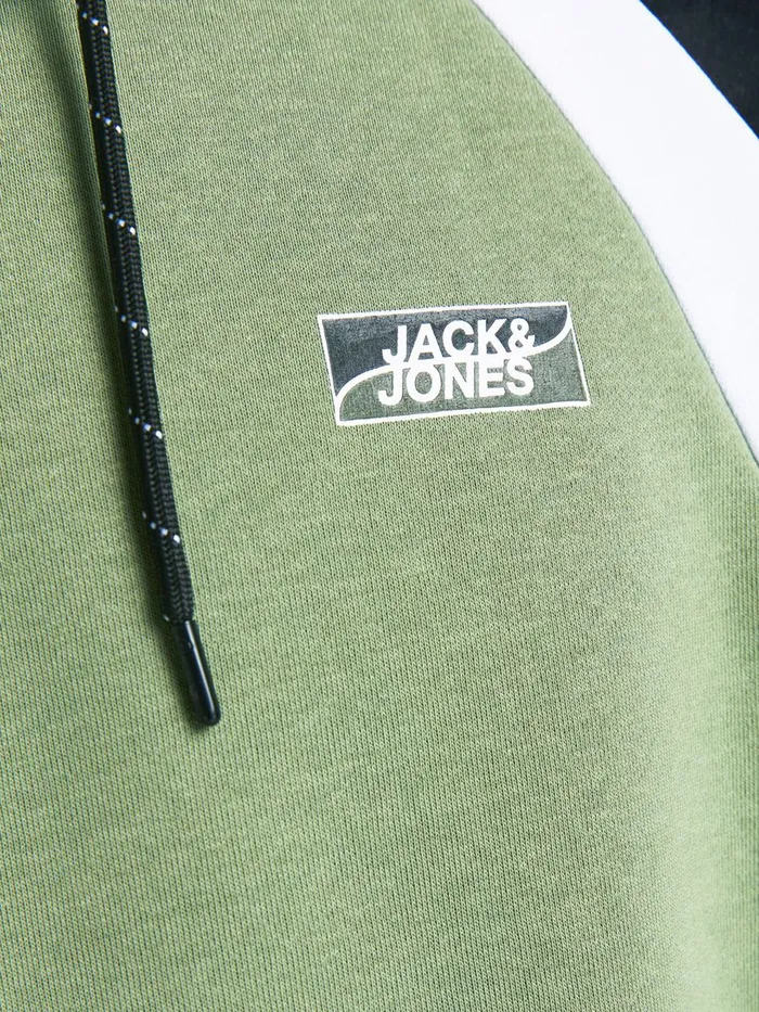 Sweatshirts JACK and JONES Mens SWEAT HOODIE Green Oil Green Gift for Friend
