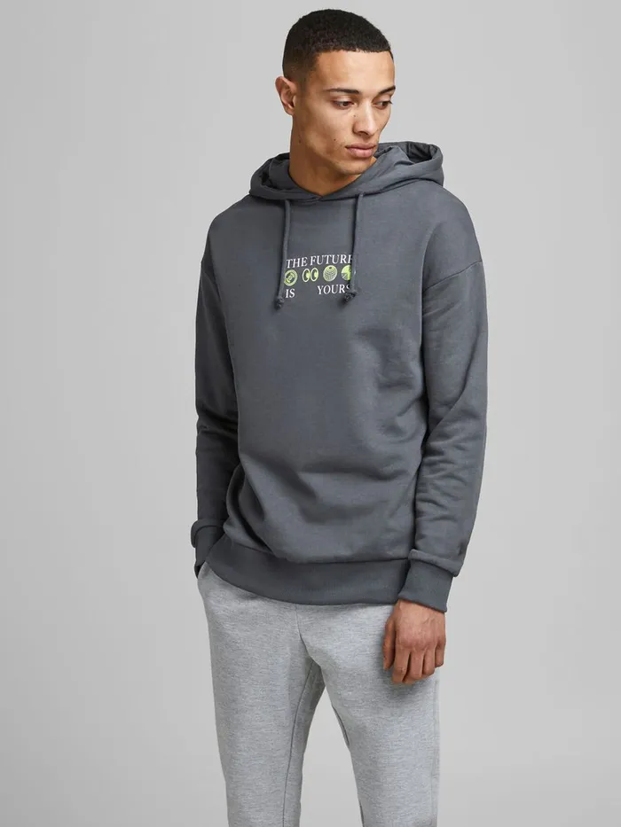 Sweatshirts JACK and JONES Mens SWEAT HOODIE Grey Asphalt Online