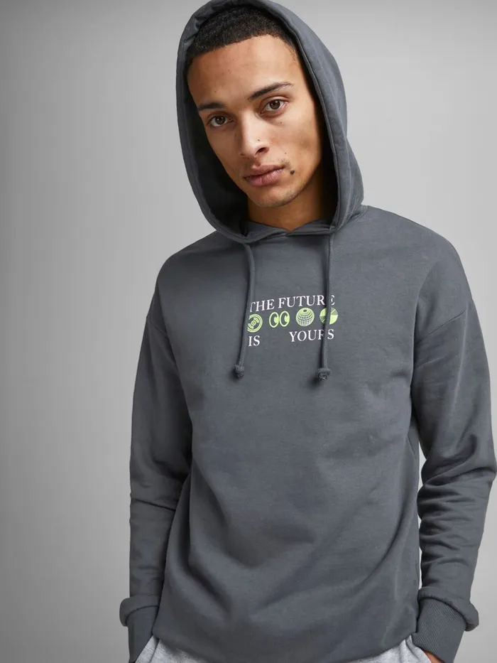 Sweatshirts JACK and JONES Mens SWEAT HOODIE Grey Asphalt Online