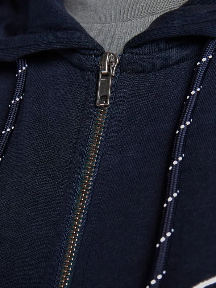 Sweatshirts JACK and JONES Mens ZIPTHROUGH FLORAL LOGO PLUS SIZE HOODIE Blue Navy Blazer Online