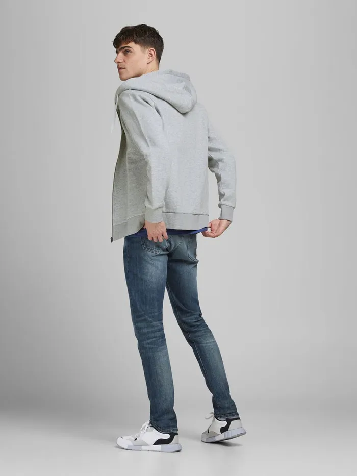 Sweatshirts JACK and JONES Mens ZIPPED HOODIE Grey Light Grey Melange On Sale