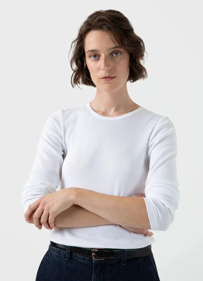 Tshirts and Tops Women ussunspel Ribbed Long Sleeve Tshirt White Tshirts and Tops Women ussunspel Ribbed Long Sleeve Tshirt White
