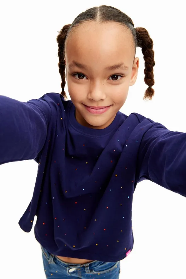Tshirts And Shirts Kids Desigual Longsleeve Polka Dot Tshirt Blue