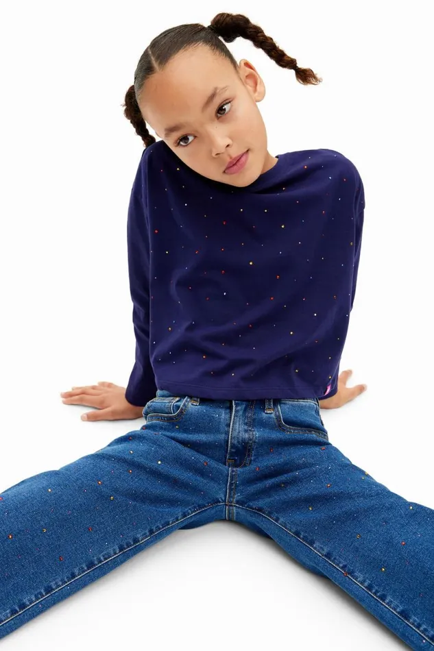 Tshirts And Shirts Kids Desigual Longsleeve Polka Dot Tshirt Blue