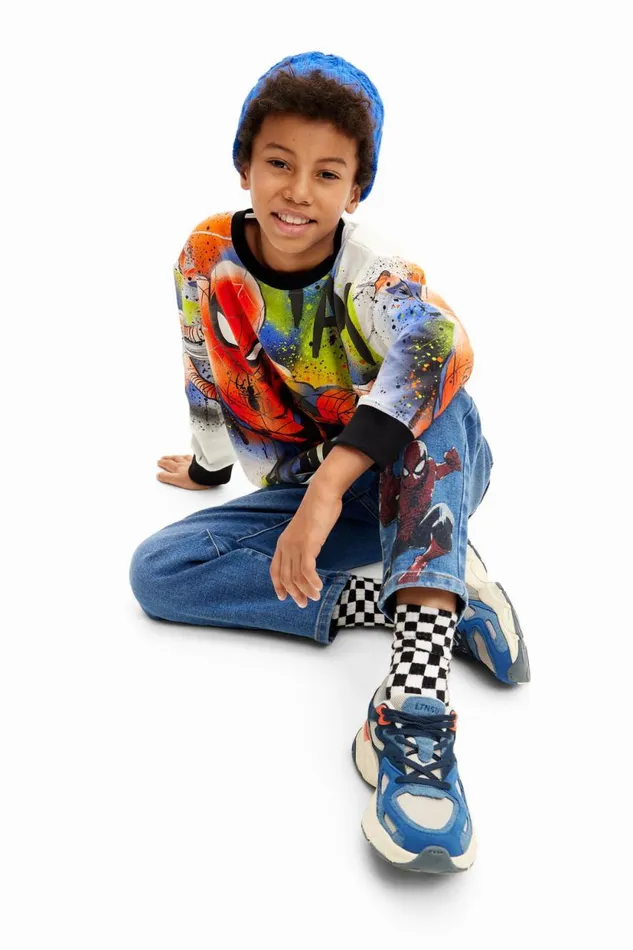 Tshirts And Shirts Kids Desigual Oversized Spiderman Sweatshirt White