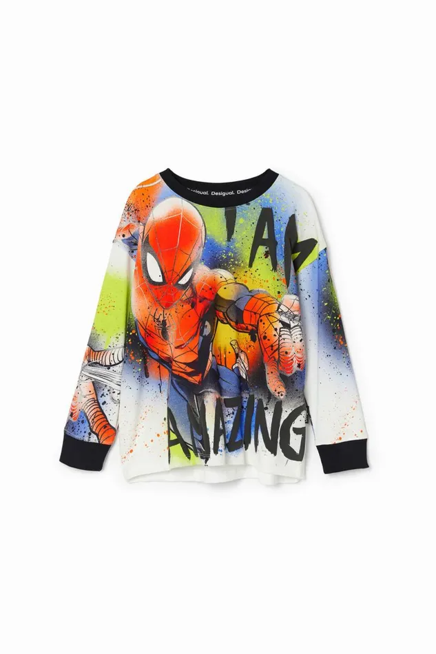 Tshirts And Shirts Kids Desigual Oversized Spiderman Sweatshirt White