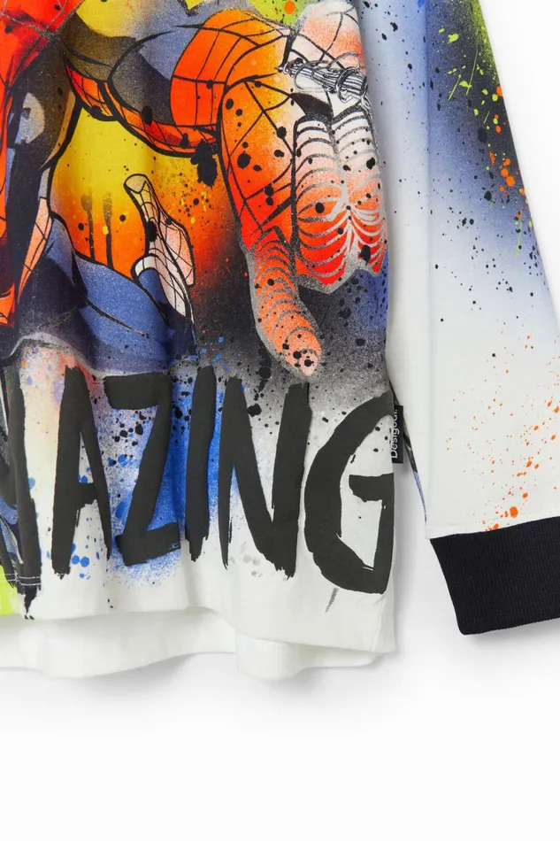 Tshirts And Shirts Kids Desigual Oversized Spiderman Sweatshirt White