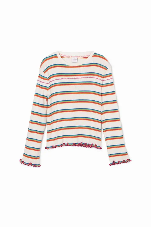 Tshirts And Shirts Kids Desigual Rainbow Striped Tshirt White