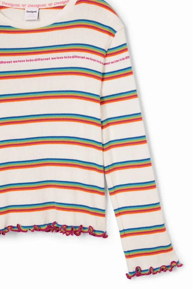 Tshirts And Shirts Kids Desigual Rainbow Striped Tshirt White