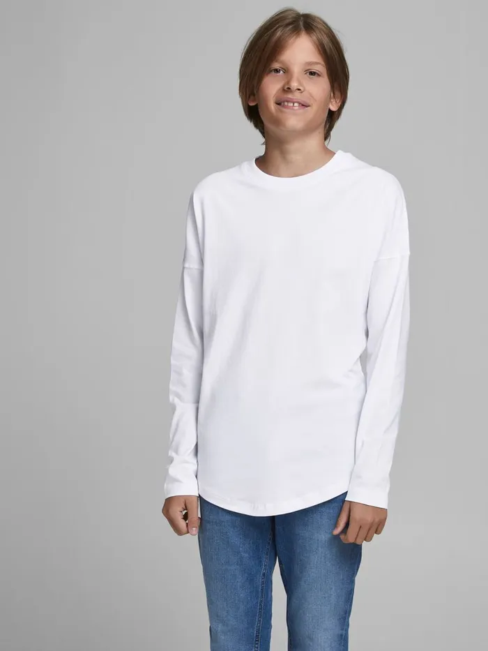 Tshirts JACK and JONES Junior BOYS CREW NECK LONGSLEEVED TSHIRT White White Gift for Friend