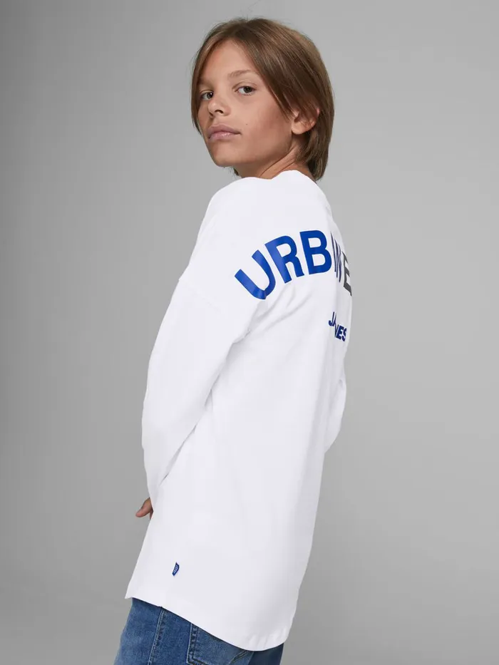 Tshirts JACK and JONES Junior BOYS CREW NECK LONGSLEEVED TSHIRT White White Gift for Friend