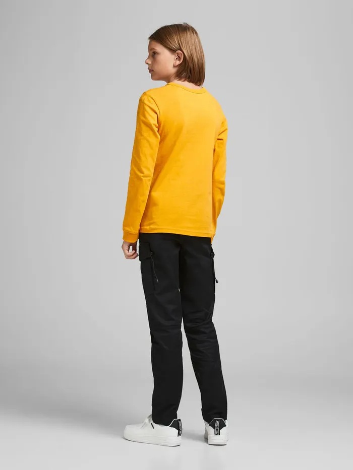 Tshirts JACK and JONES Junior BOYS LOGO LONGSLEEVED TSHIRT Yellow Golden Orange Near Me