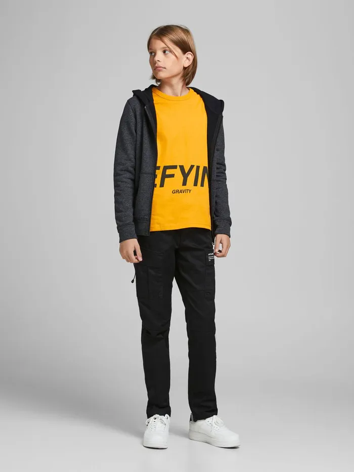 Tshirts JACK and JONES Junior BOYS LOGO LONGSLEEVED TSHIRT Yellow Golden Orange Near Me