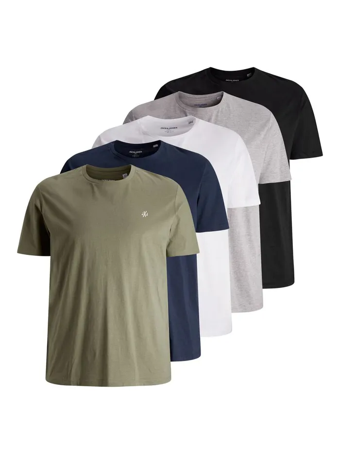 Tshirts JACK and JONES Mens 5PACK PLUS SIZE TSHIRT White White Gift 4 You
