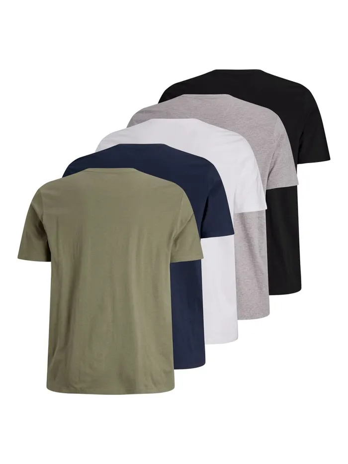 Tshirts JACK and JONES Mens 5PACK PLUS SIZE TSHIRT White White Gift 4 You