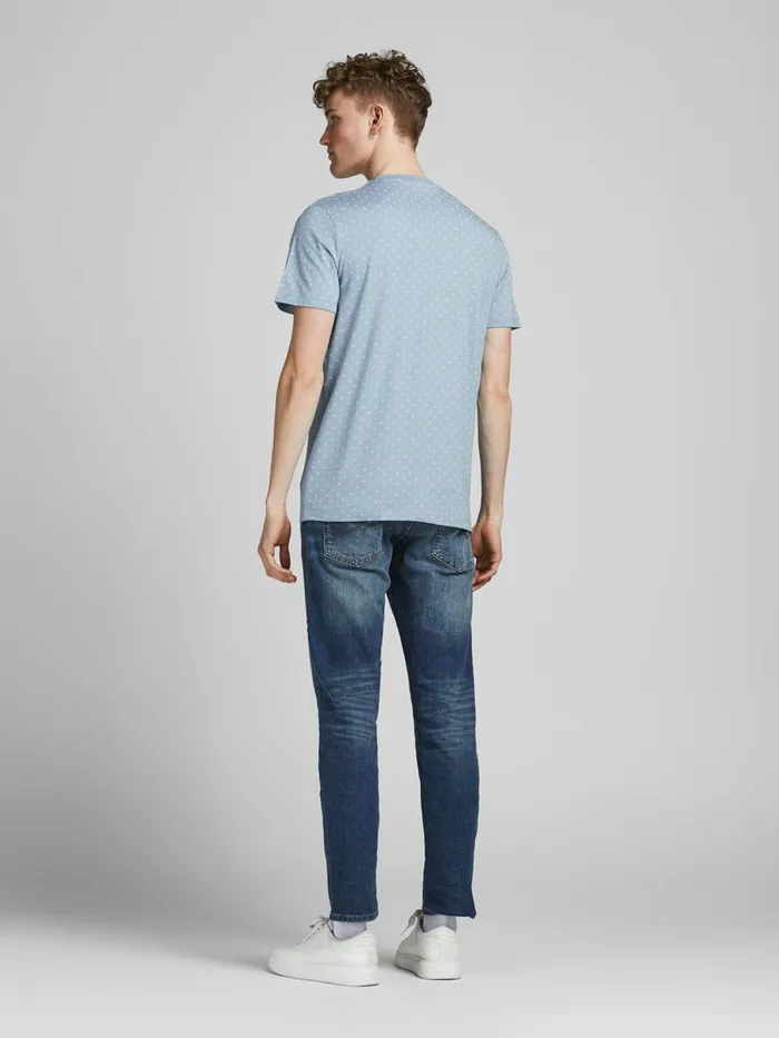 Tshirts JACK and JONES Mens ALL OVER PRINTED TSHIRT Blue Faded Denim Near Me
