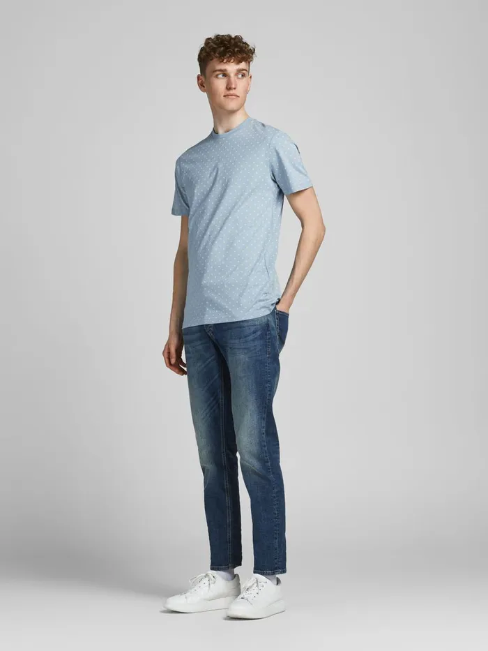 Tshirts JACK and JONES Mens ALL OVER PRINTED TSHIRT Blue Faded Denim Near Me