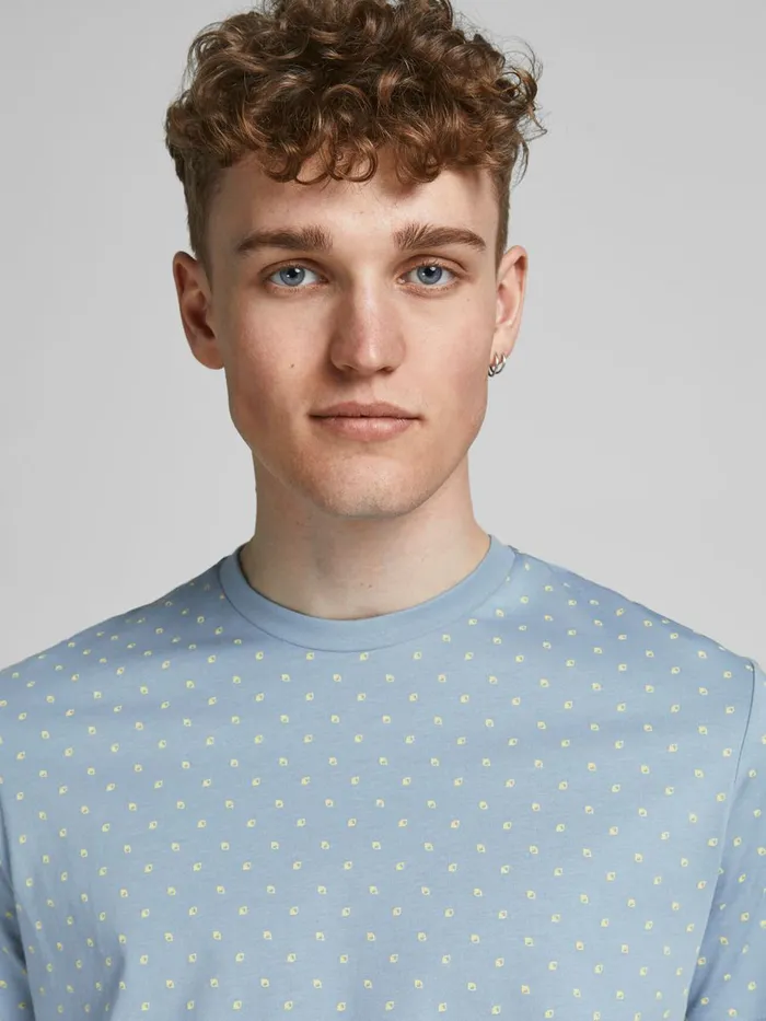 Tshirts JACK and JONES Mens ALL OVER PRINTED TSHIRT Blue Faded Denim Near Me