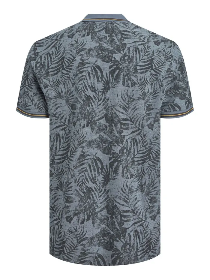 Tshirts JACK and JONES Mens BOTANICAL PRINT PLUS SIZE POLO Blue Flint Stone For Sale