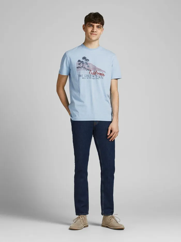Tshirts JACK and JONES Mens CALIFORNIA PRINT TSHIRT Blue Dusk Blue For Sale