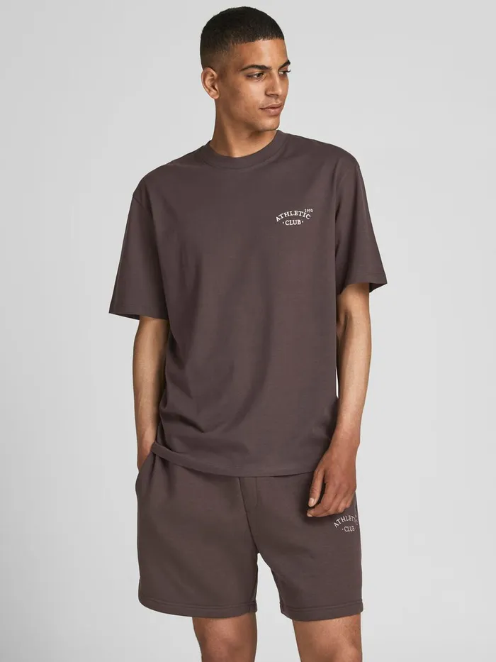 Tshirts JACK and JONES Mens CHEST PRINT TSHIRT Brown Seal Brown Near Me