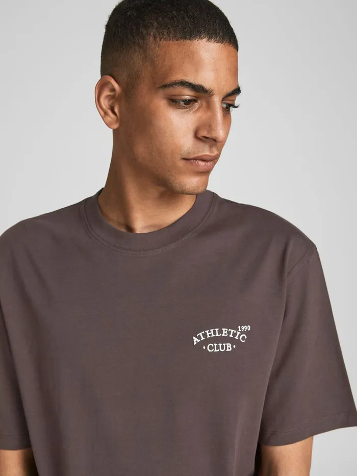 Tshirts JACK and JONES Mens CHEST PRINT TSHIRT Brown Seal Brown Near Me
